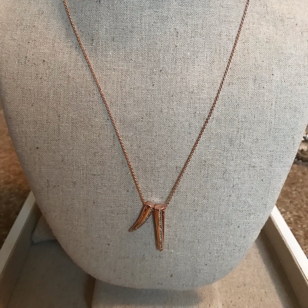Double Pave Horn Necklace
